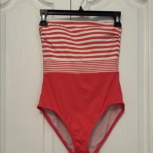 Tommy Bahama Red and White Striped One Piece Swimsuit